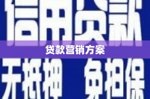 望谟贷款营销方案