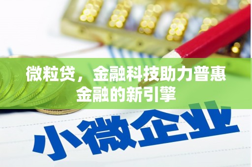 前镇微粒贷，金融科技助力普惠金融的新引擎
