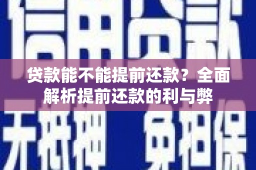 林园贷款能不能提前还款？全面解析提前还款的利与弊